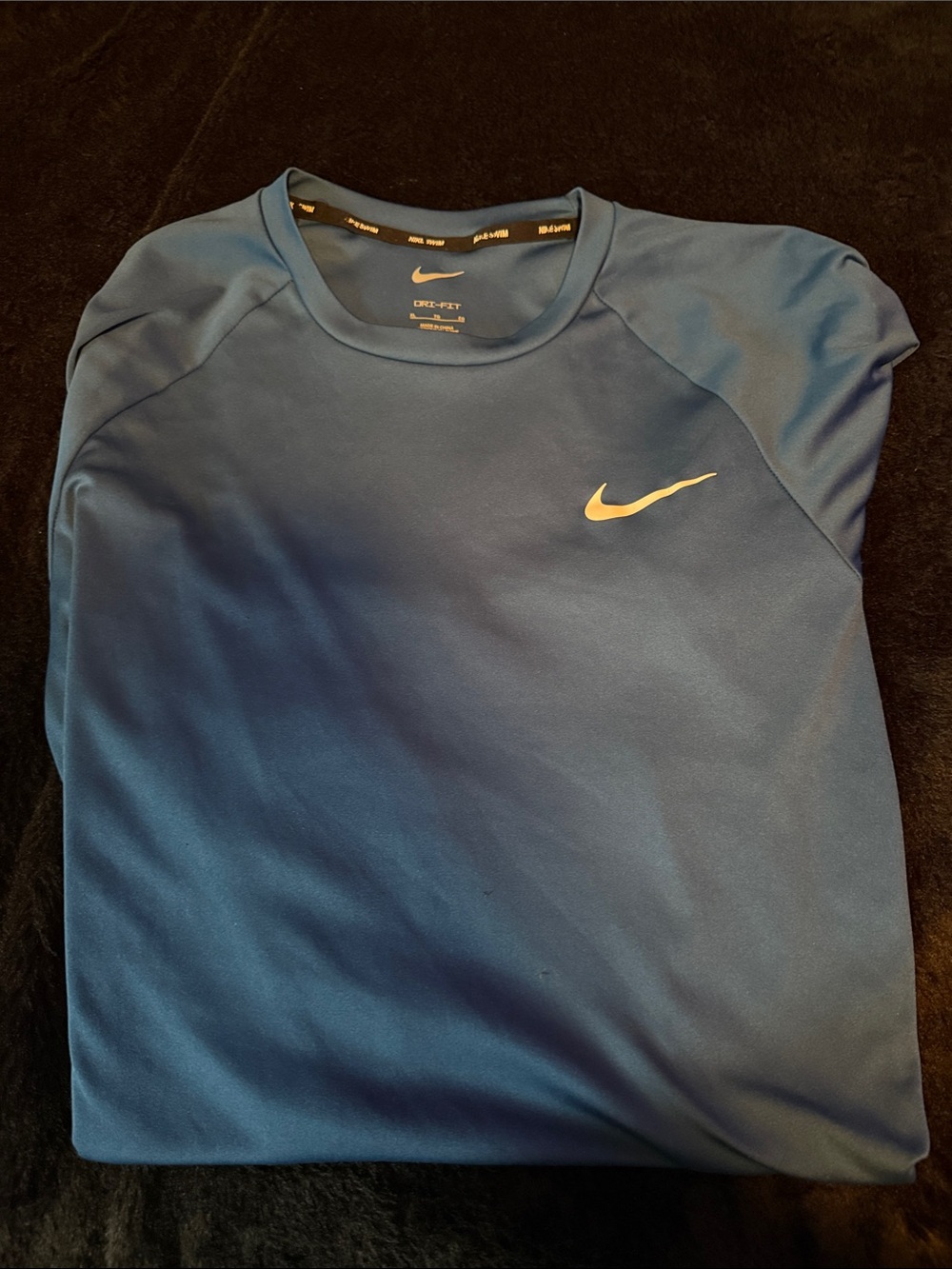 Nike Dri-FIT Blue Athletic Tee with White Swoosh